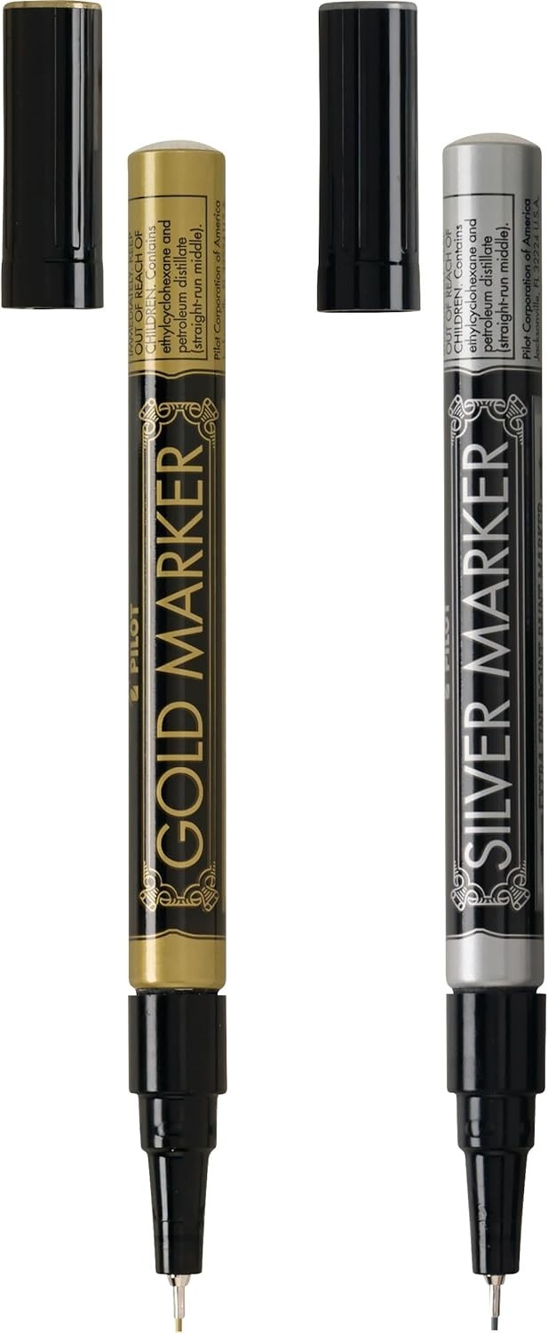 PILOT Metallic Permanent Paint Markers, 1 Each Gold & Silver, Extra Fine Point,