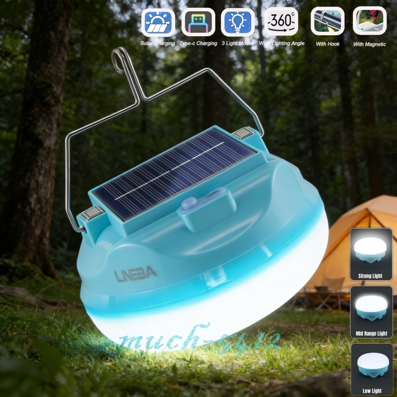 Bombillas de solar LED Portátiles para Pesca Linterna Foco Lámpara de Emergencia
