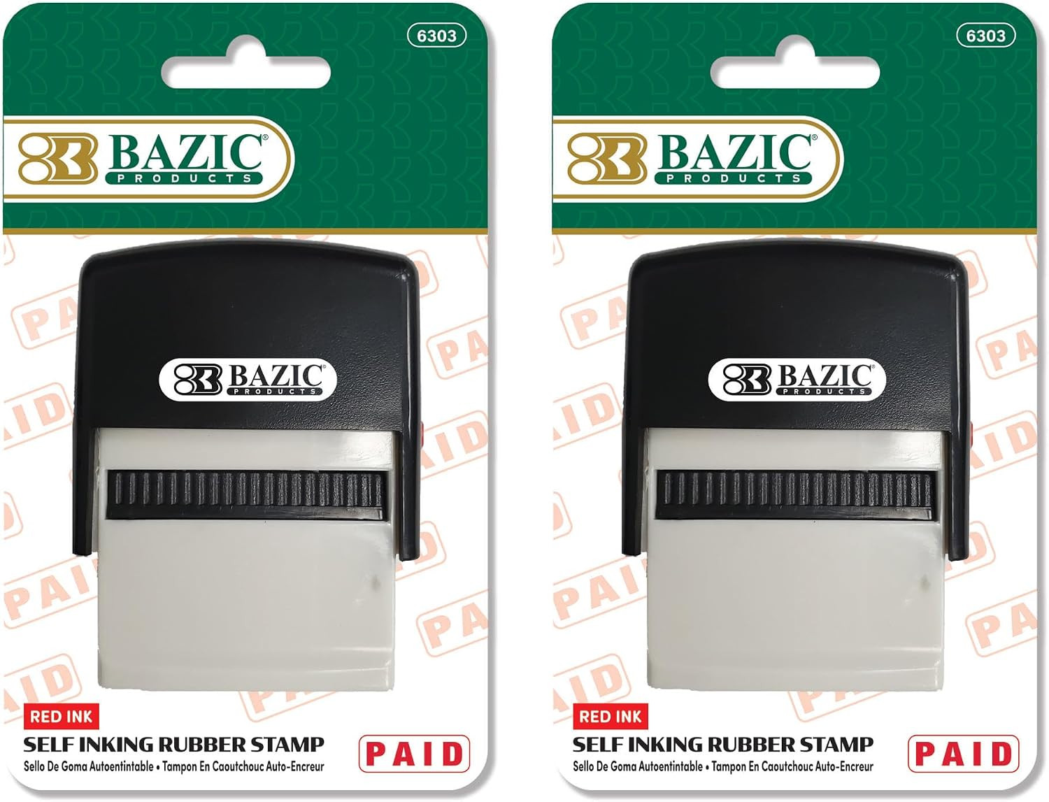 Paid Self-Inking Stamp, Red Ink, One-Hand Operation, for Office Invoices Files,