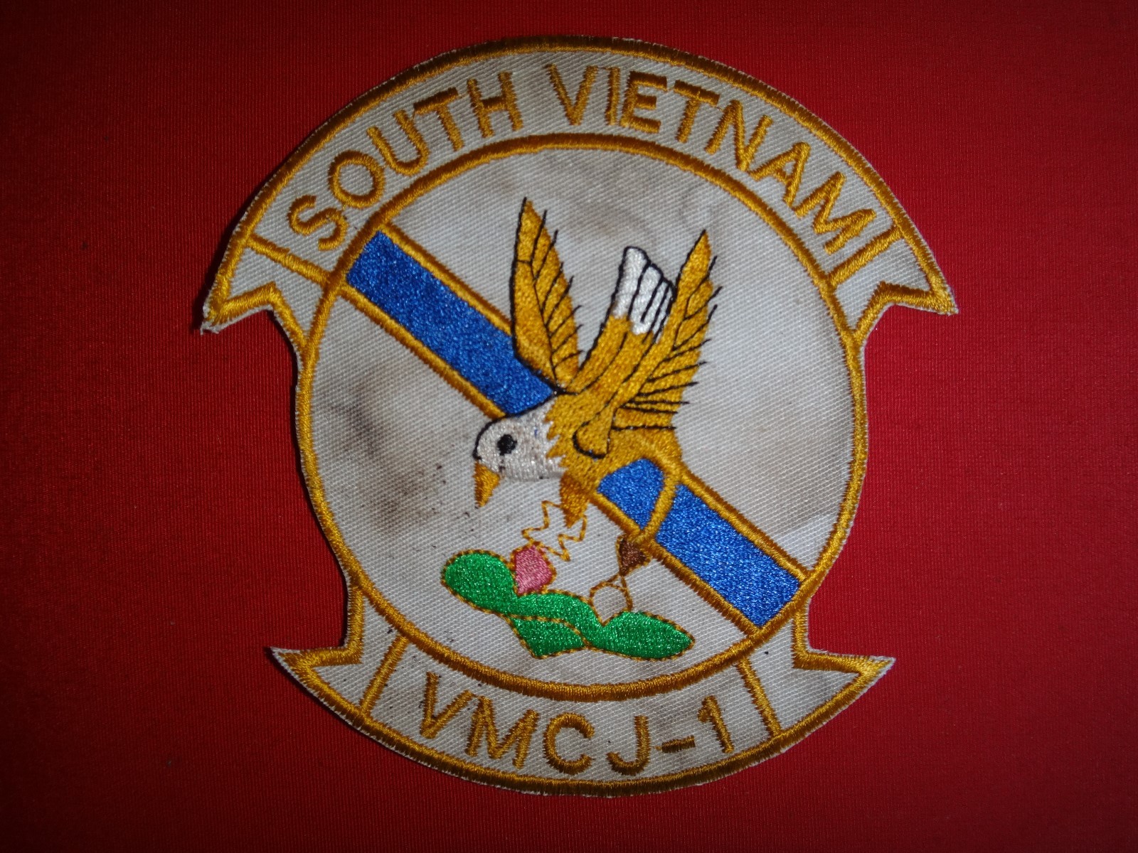 Vietnam War Patch USMC Marine Composite Recon Squadron VMCJ-1 GOLDEN HAWKS