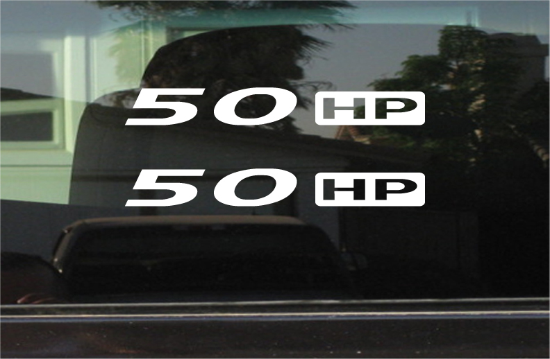 50 HP / HORSEPOWER VINYL DECAL / STICKER PAIR