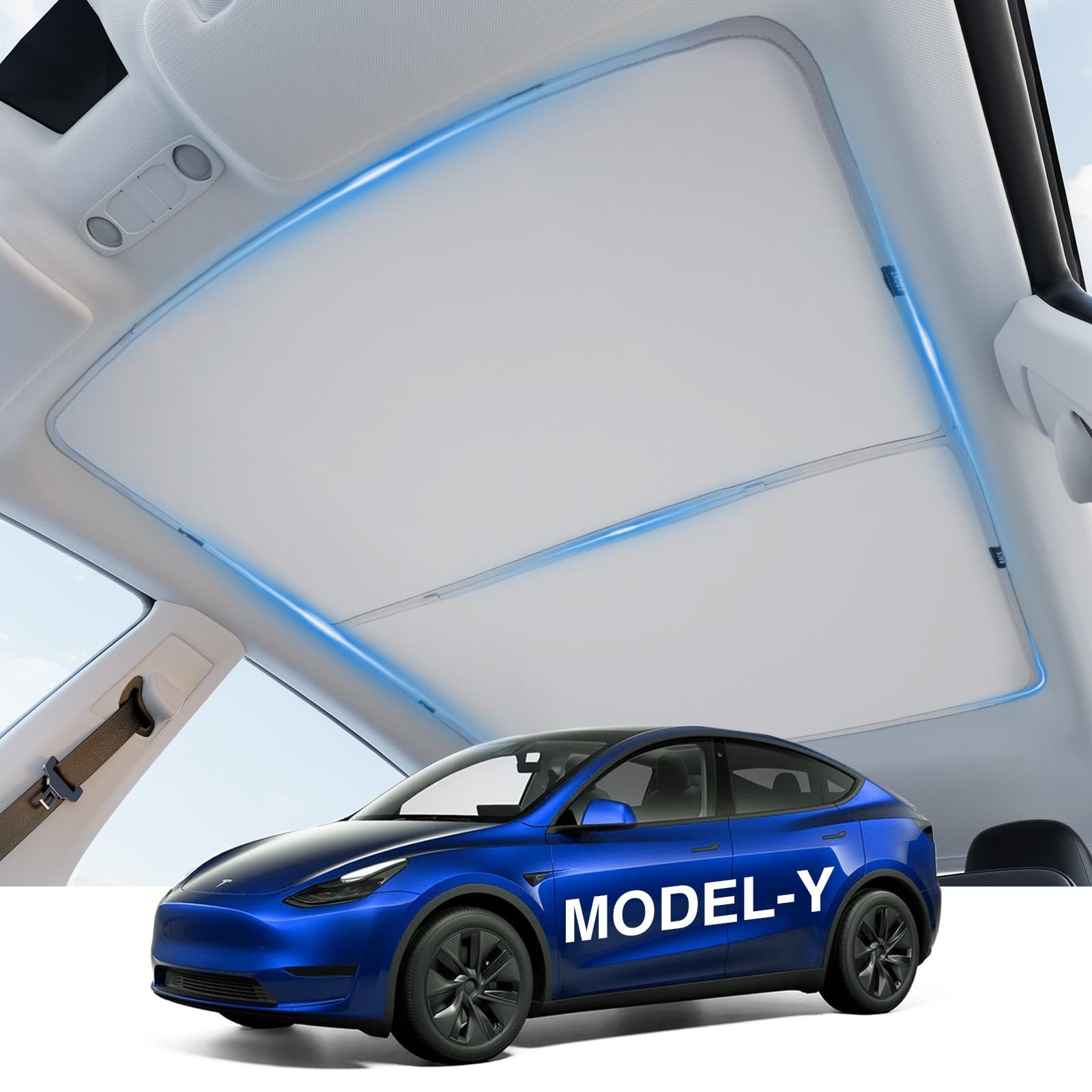 Black Orca Sunshade Roof for Tesla Model Y Accessories No Sag Sun Protection ...