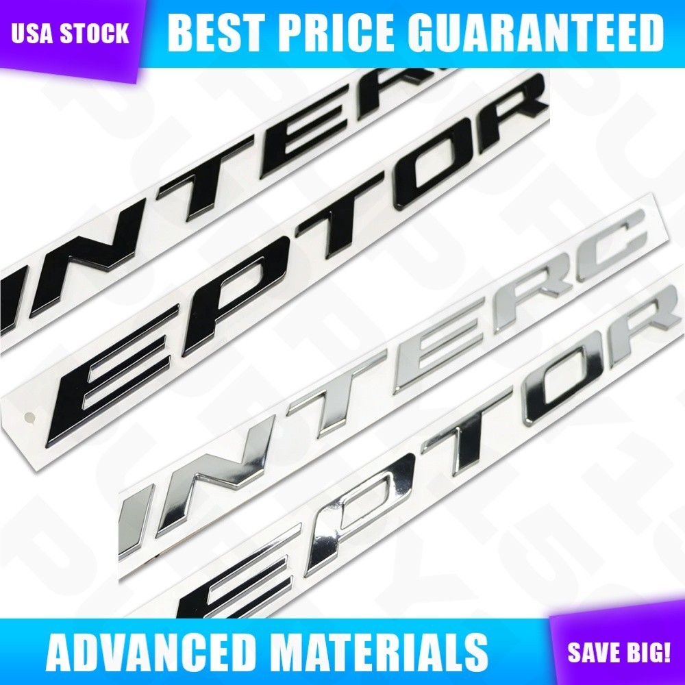 FOR 2011-2019 Explorer Interceptor Police Hood Letters Emblem Decal Black Chrome
