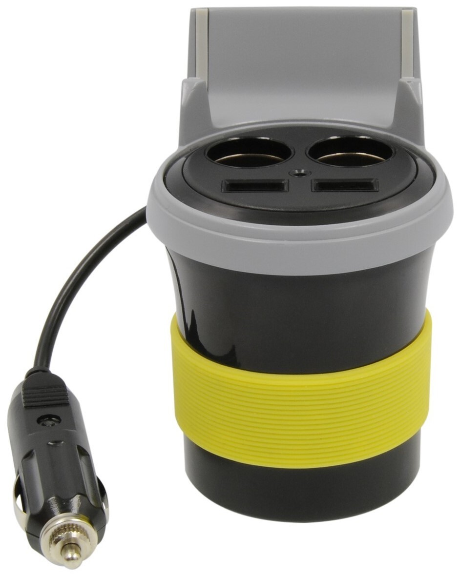 Wilson Antennas 305POWERCUP 12V Double Power Outlet Double USB Phone Cup Holder