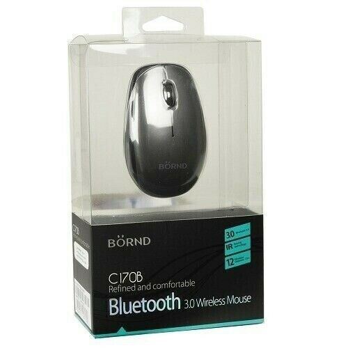 SEALED--Bornd C170B 3-Button Bluetooth Wireless Scroll Optical Mouse w/1750dpi