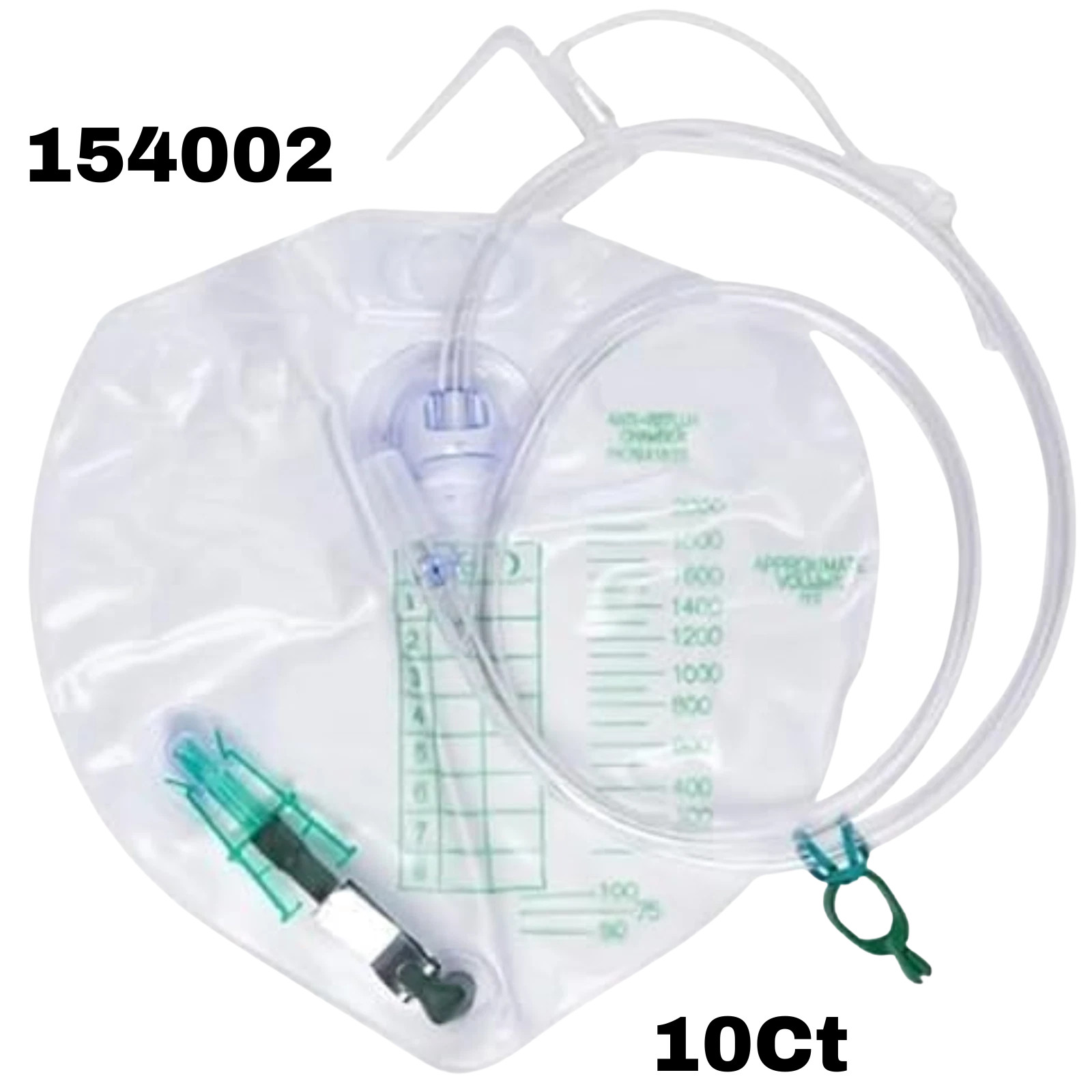10Pack Urinary Drainage Bag w/ Anti-Reflux Chamber Large 2000ml Capacity 154002