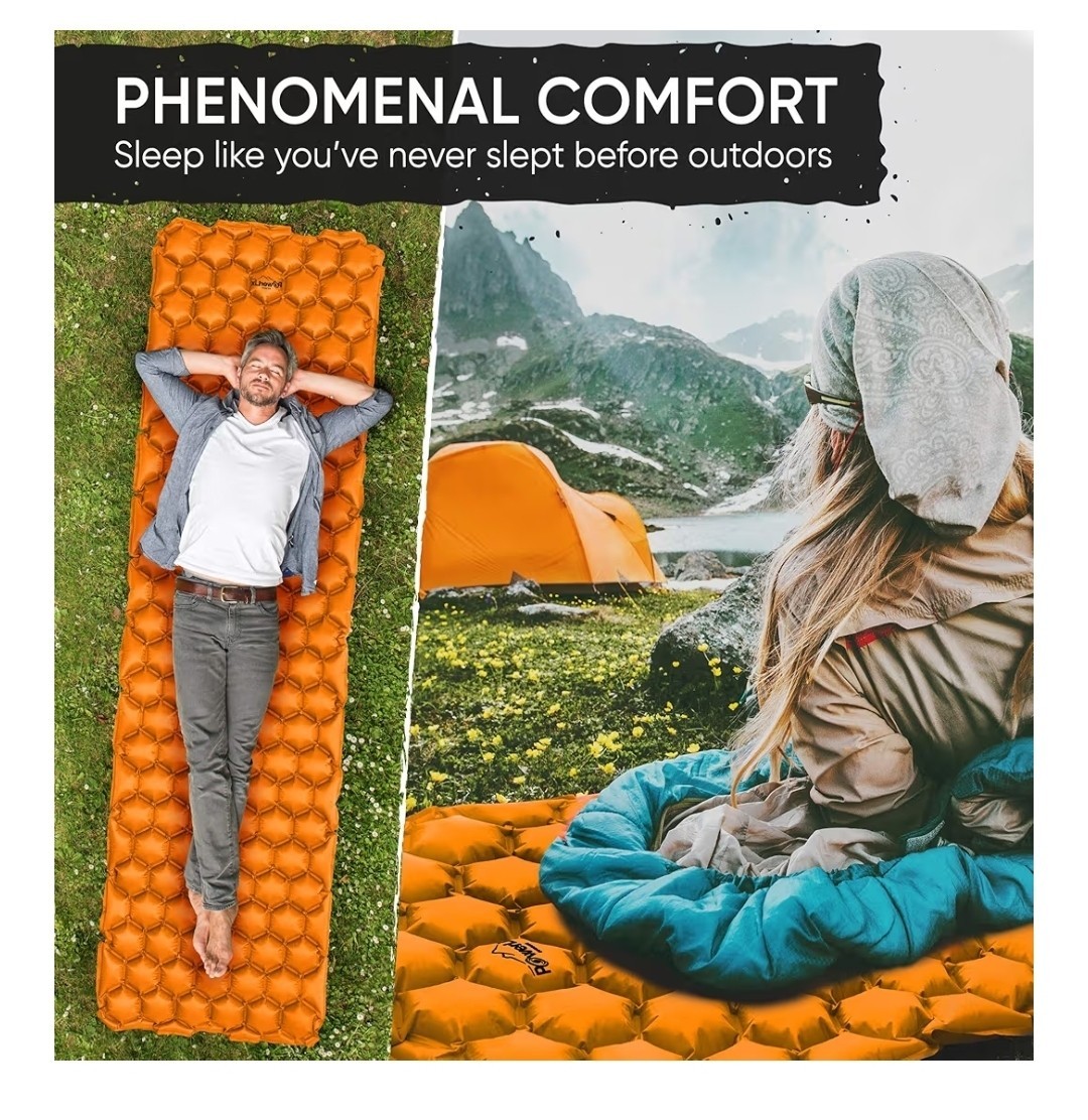 FREE SHIP POWERLIX Outdoors SLEEPING PAD Easy Inflatable Camping Mat Light Weigh