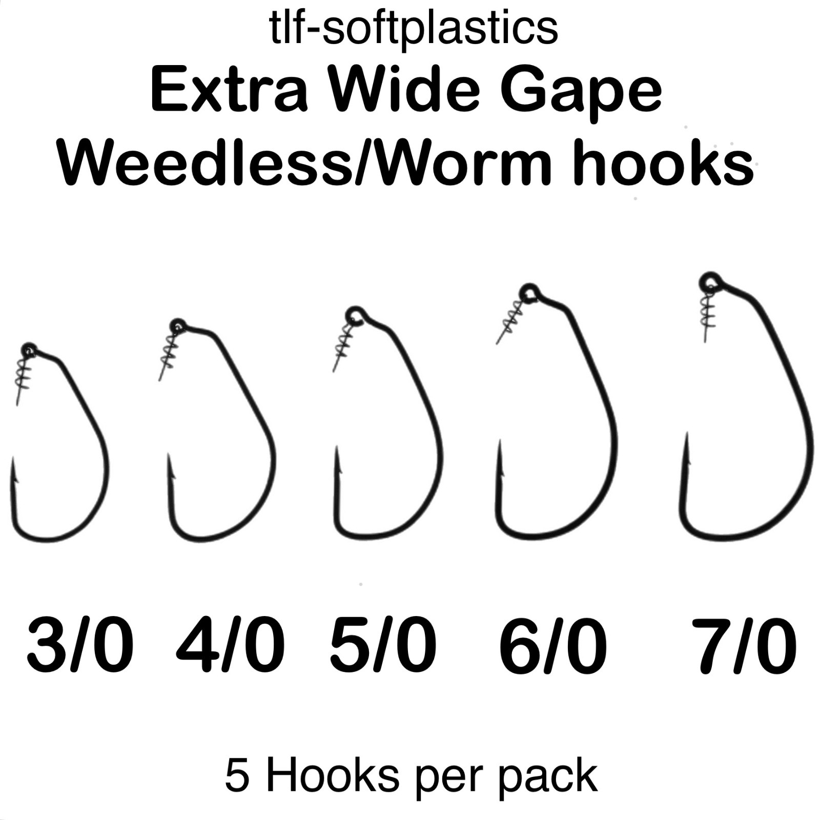 3/0, 4/0, 5/0, 6/0, 7/0 EXTRA WIDE GAPE WEEDLESS WORM HOOK owner beast style
