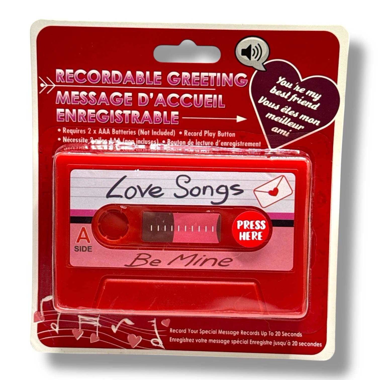 VALENTINE’S DAY Recordable Greeting Cassette Tape Red Retro Love Mixtape *NEW 💞