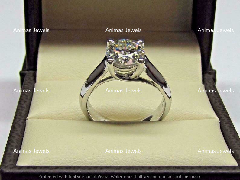 2.00 CT Moissanite Solitaire Wedding Engagement Ring Real 925 Sterling Silver