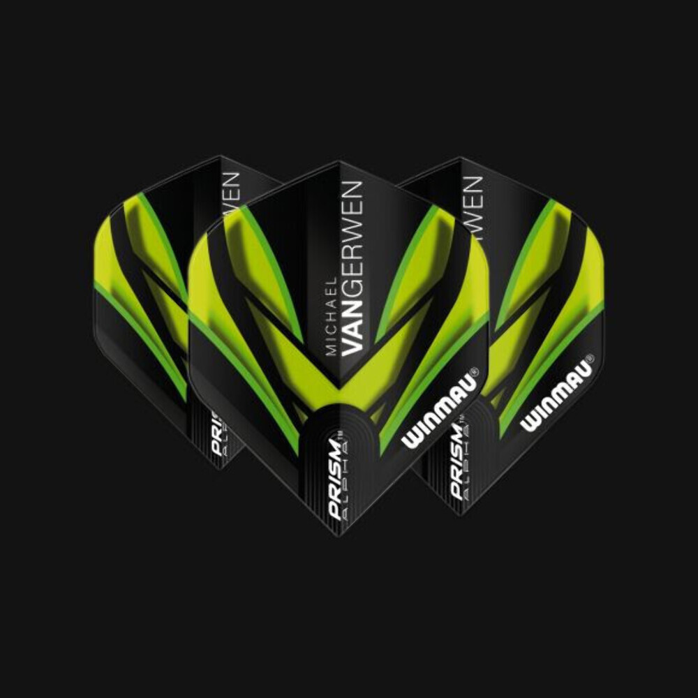 Winmau MvG Prism Alpha Dart Flights - No2 (Standard) - Black & Green