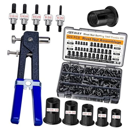 ASE Rivet Nut Tool Kit - SAE Black - 420PCS - Fits Furniture