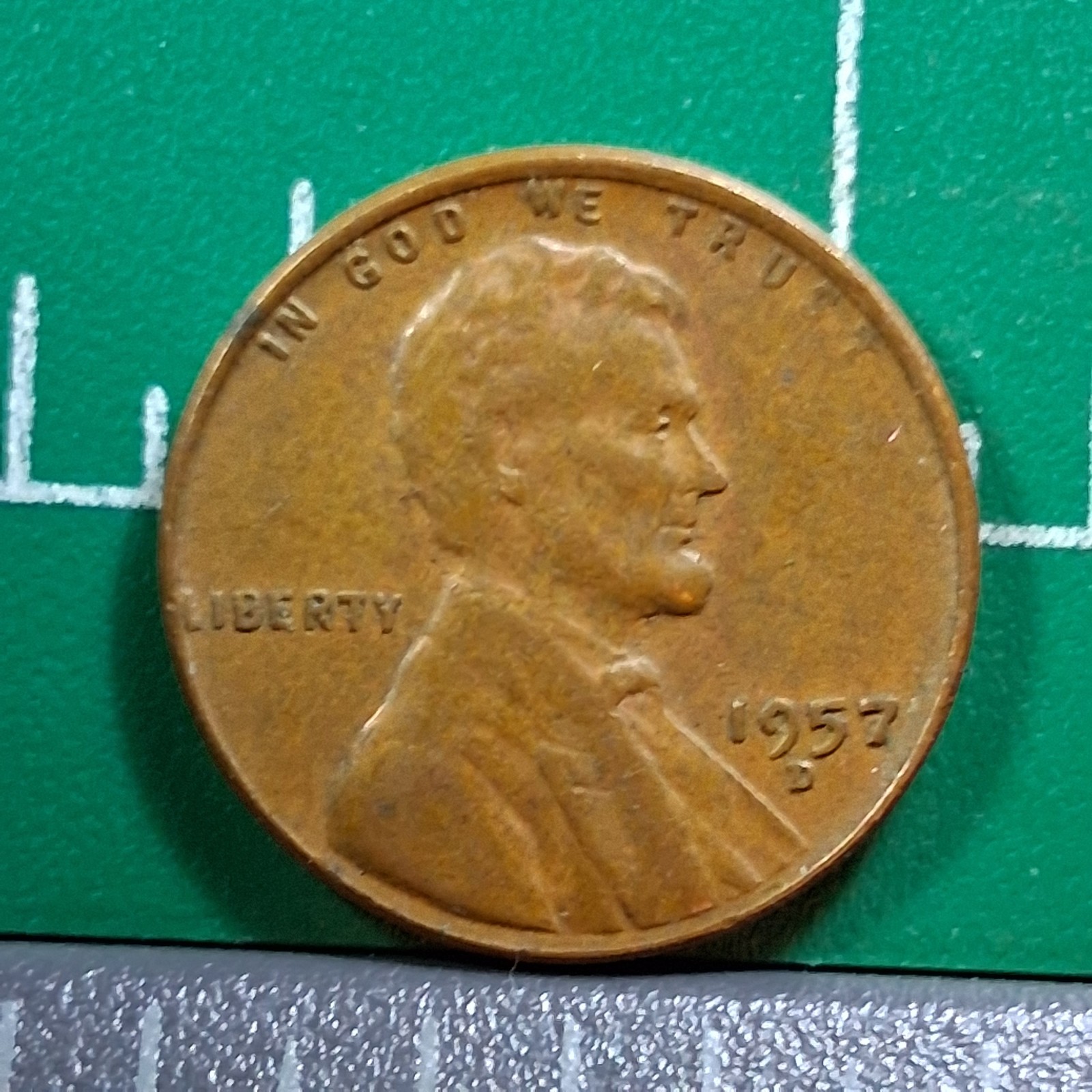 1957-D United States USA Abraham Lincoln Wheat Penny 1 Cent Copper Coin