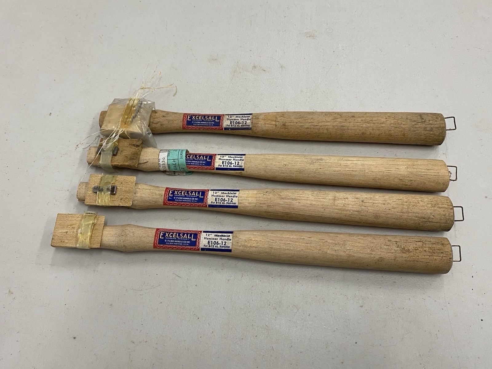 (4) Vintage NOS 14” Excelsall Hickory Replacement Wood Hammer Handle