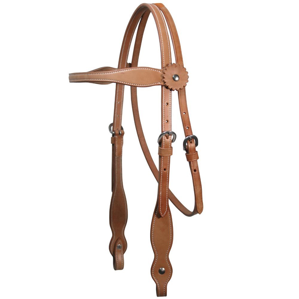 Tahoe Country Double Layer Browband Leather Western Headstall Light Tan Full