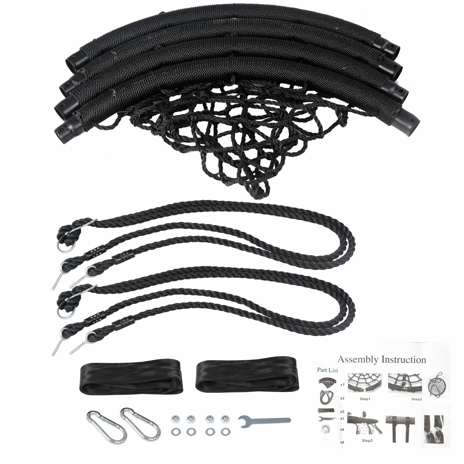 48'' Spider Web Tree Swing Net For Kids Max Weight Adjustable Height 600Lbs