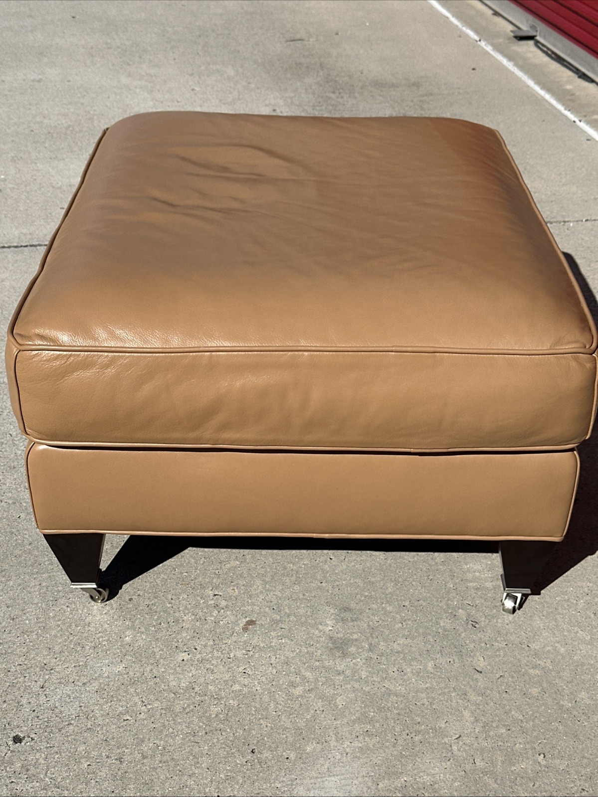 COACH Beige Leather Ottoman Footstool