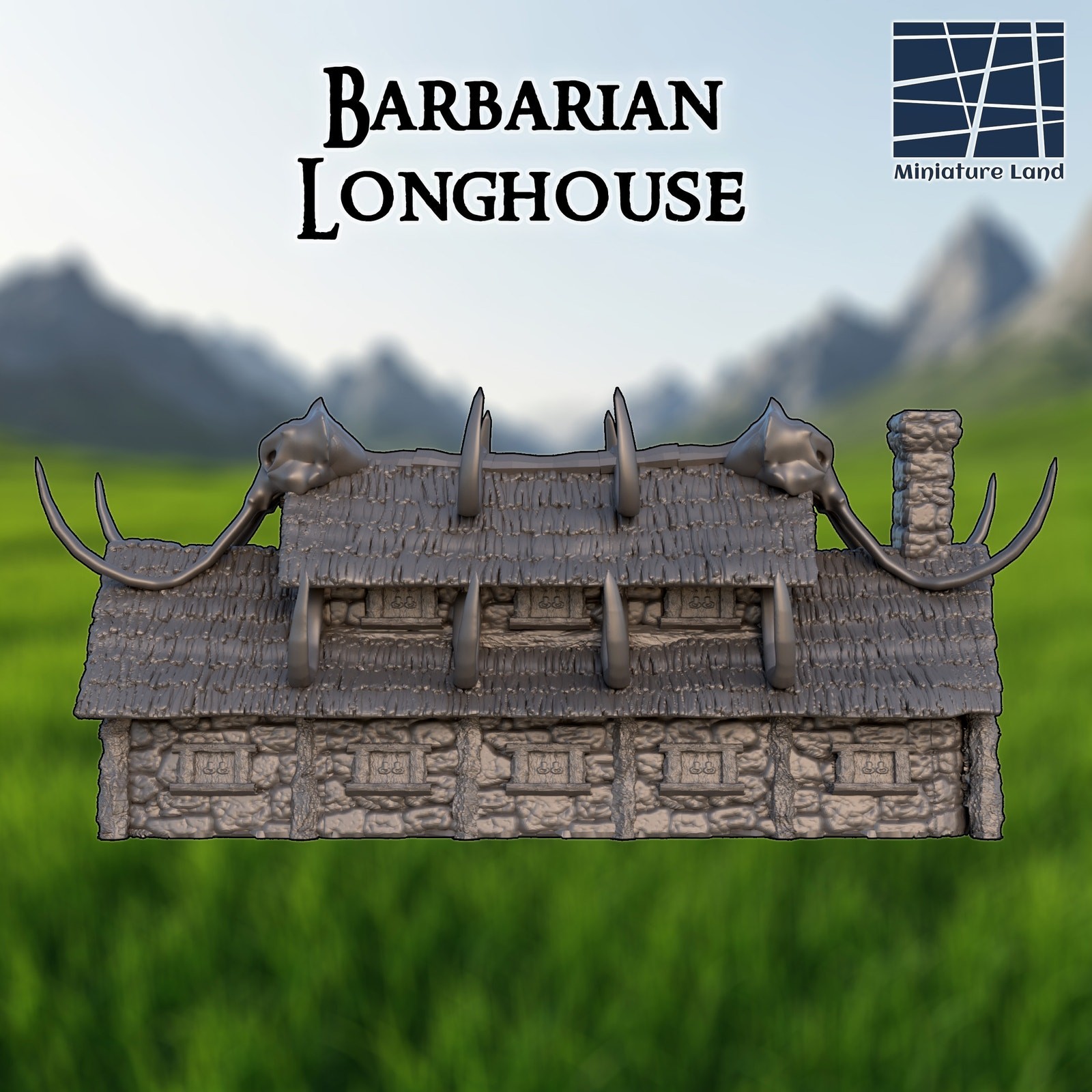 Barbarian Longhouse DND, Wargames Tabletop Terrain 28mm