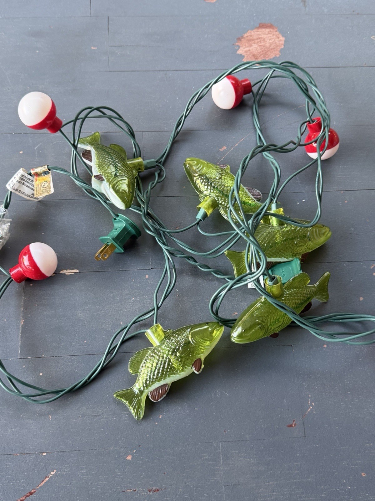 String Of Fish 10 Lights Fish Bobbers Indoor Outdoor Camper RV Cabin Blow mold