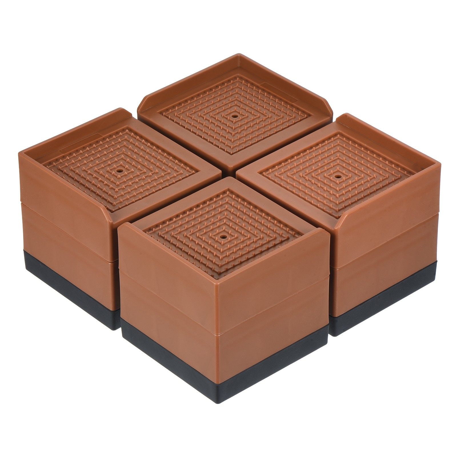 4Pcs Furniture Risers 3" Bed Risers Adjustable Desk Sofa Table Riser Brown