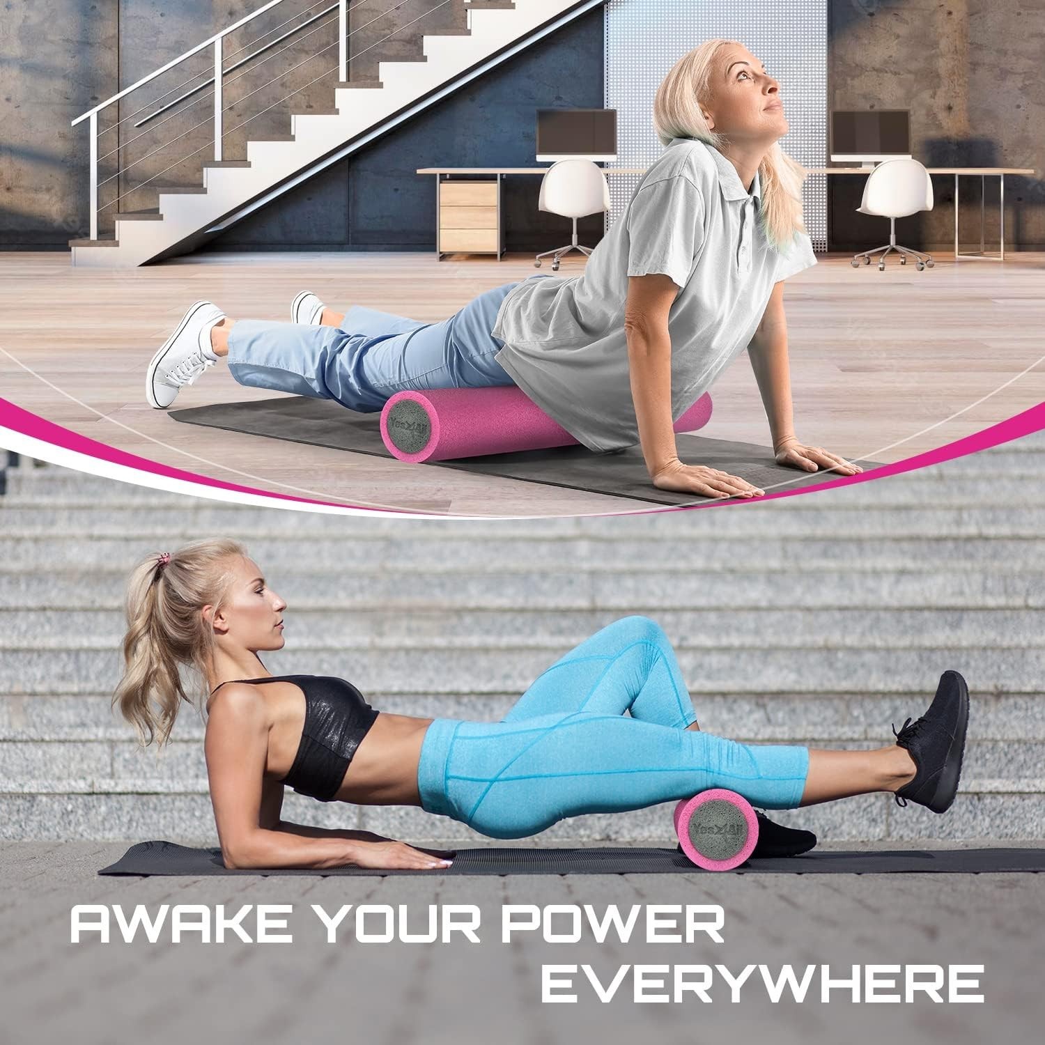 High-Density EPP Round Back Roller Foam, Exercise Foam Roller for Yoga, Pilat...