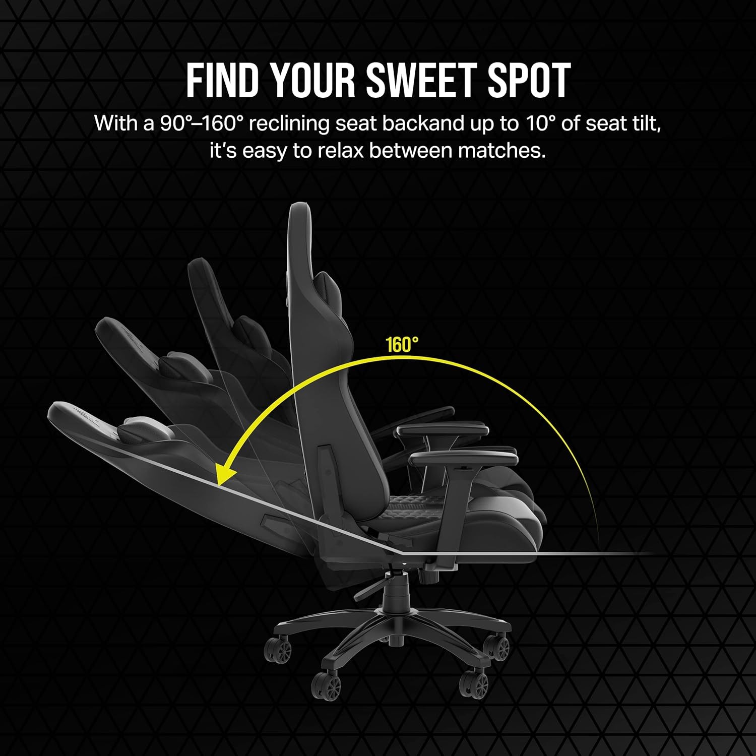 TC100 Relaxed Gaming Chair - Leatherette - Racing-Inspired Design- Black