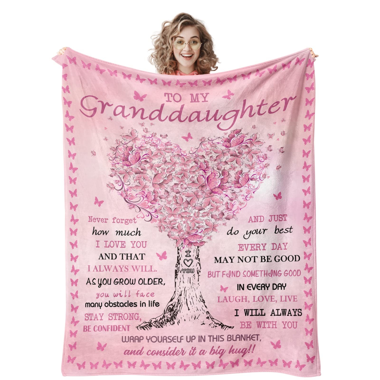 Quilazy Granddaughter Gifts from Grandma Blanket, Gift for Granddaughter, Chr...