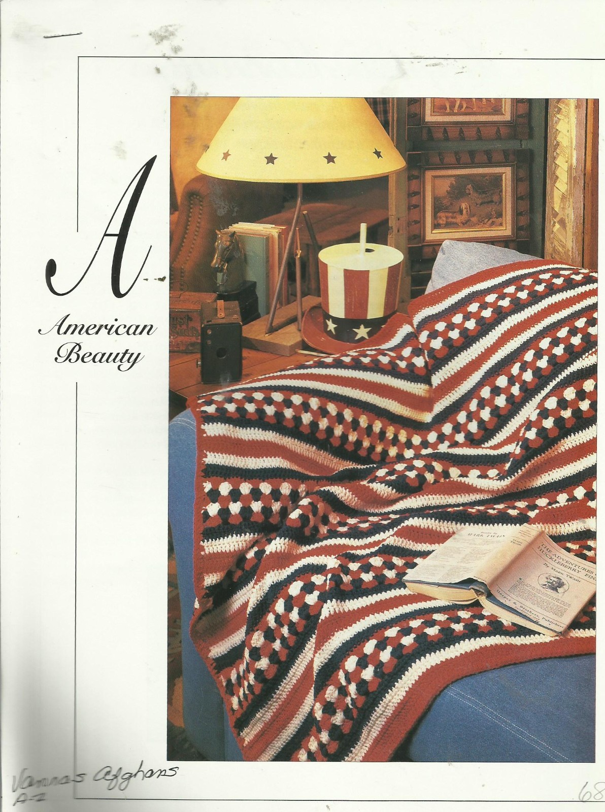 C0540  AMERICAN BEAUTY AFGHAN CROCHET PATTERN/INSTRUCTIONS