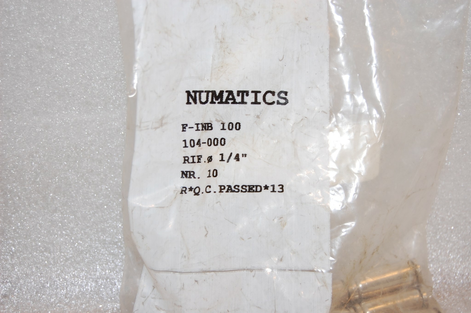 Numatics F-INB 100 104-000 Straight Tube Union Lot of 10