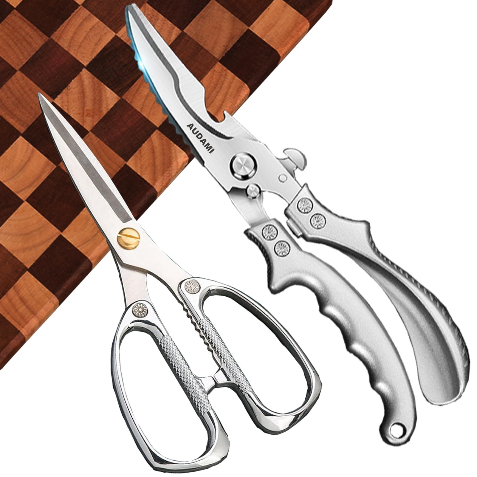 2 Pack Kitchen Shears,Heavy Duty Stainless Steel All-Purpose Poultry Meat Sci...
