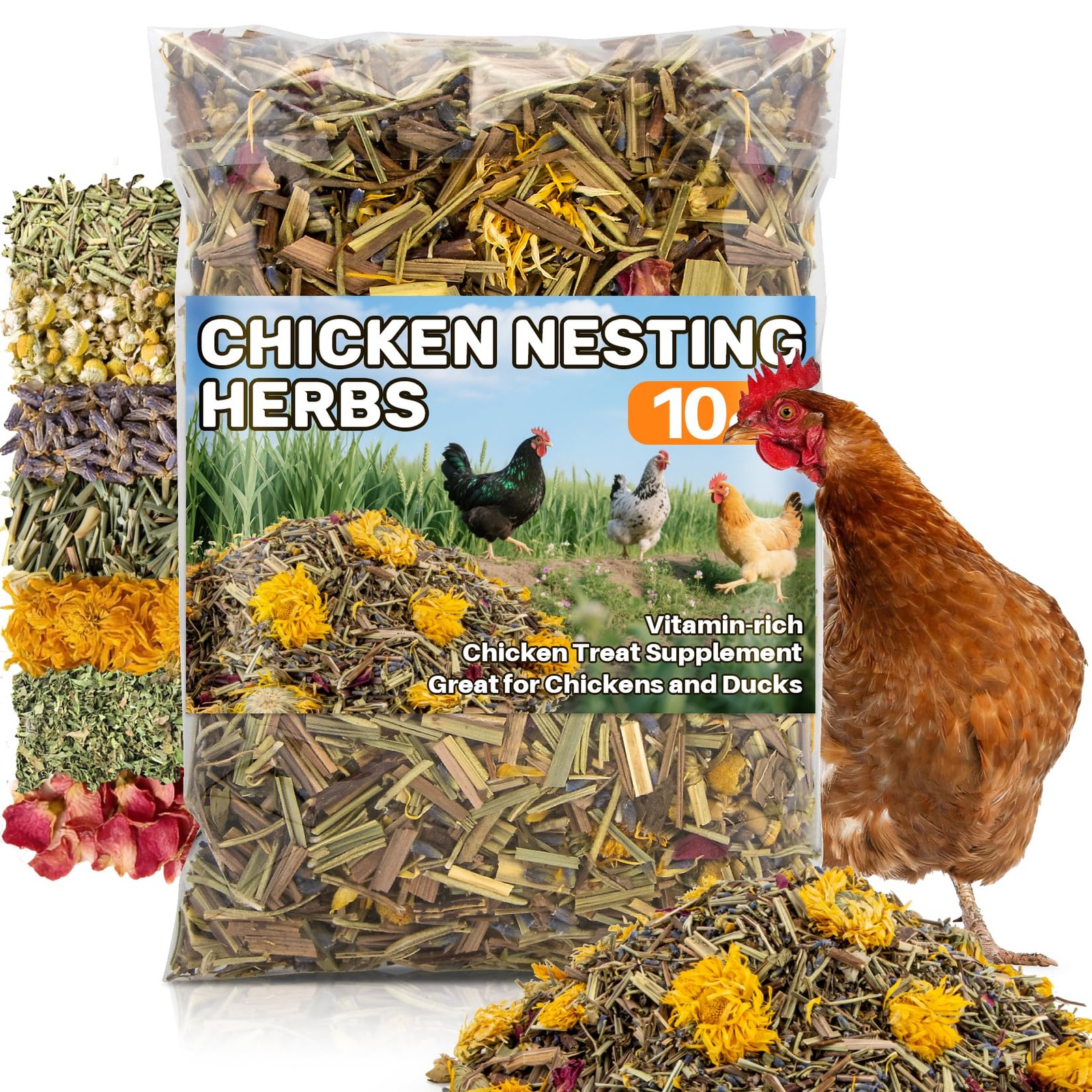 RAINFLOW Chicken Nesting Herbs - 10oz Natural Dried Herb 10 Ounce (Pack of 1)