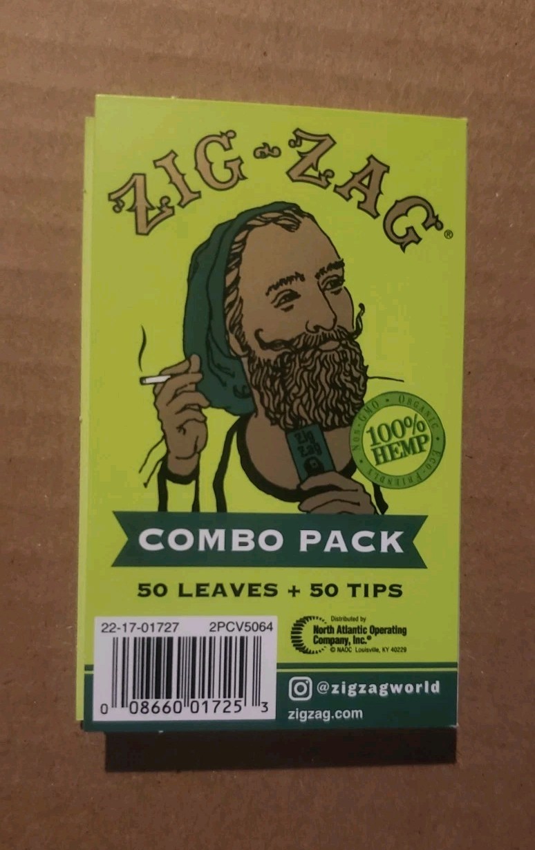 Zig Zag Organic Hemp Rolling Papers Combo With Tips Zigzag 1 Pack