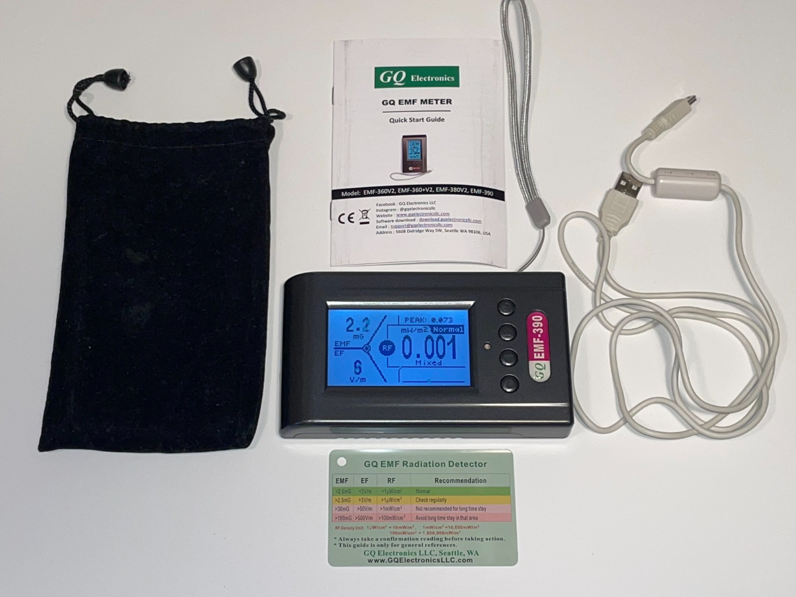 GQ EMF-390 Multi-Field Electromagnetic Radiation 3-n-1 EMF ELF RF Meter Spectrum