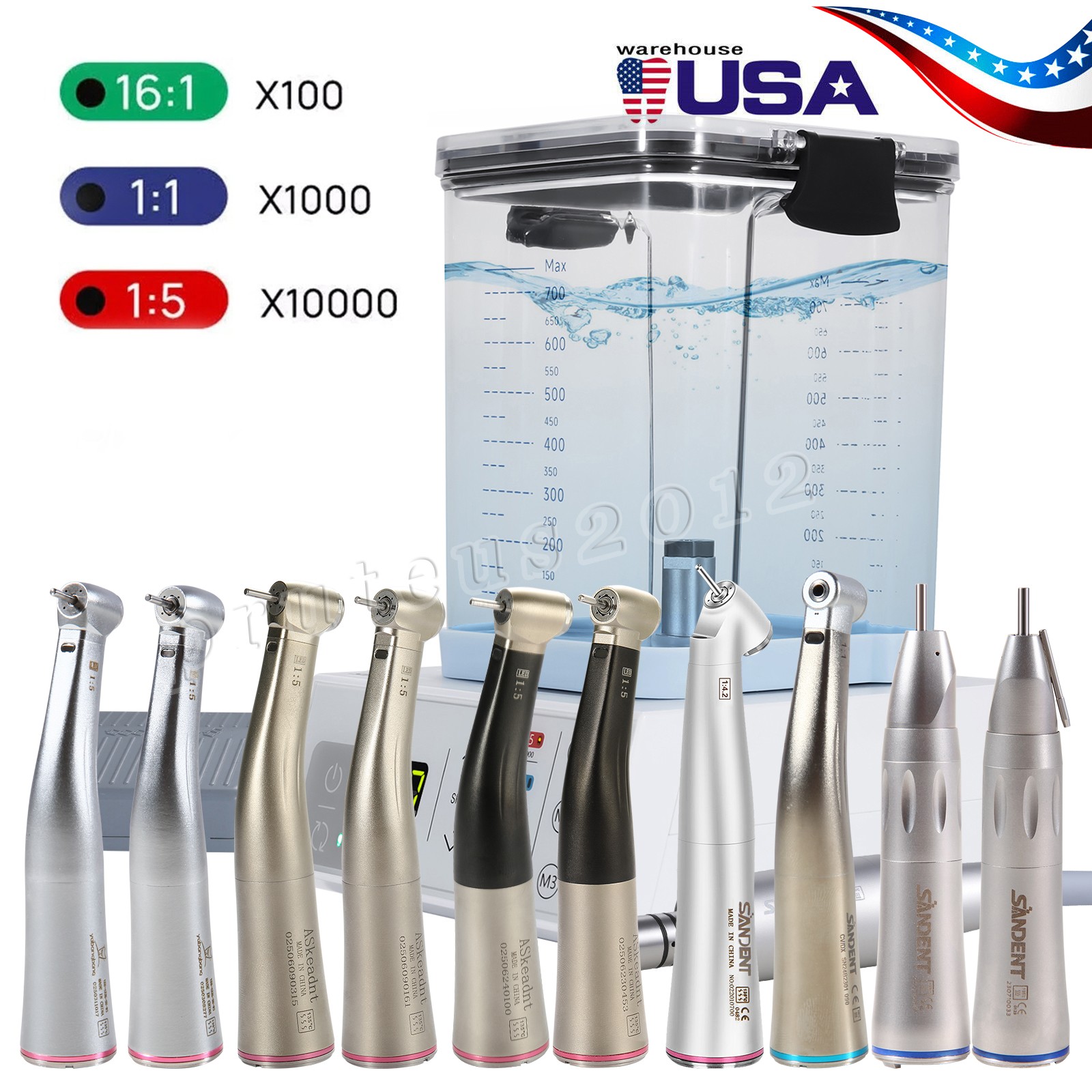 Dental LED Electric Motor System Water Tank/1:5 1:4.2 1:1 Handpiece For Practice