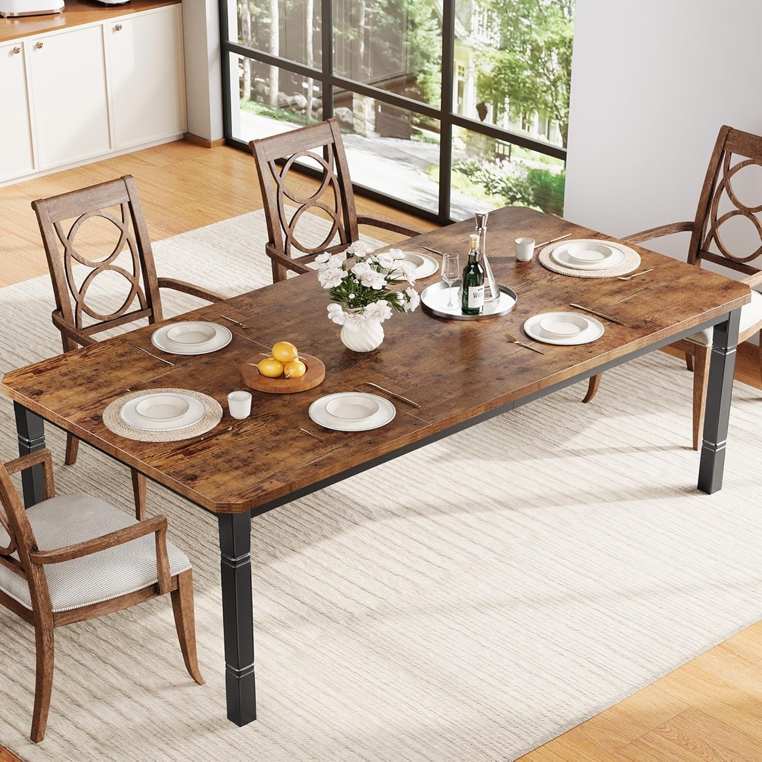 71" Dining Table for 6-8 People, Modern Rectangular Kitchen Table with Sturdy...