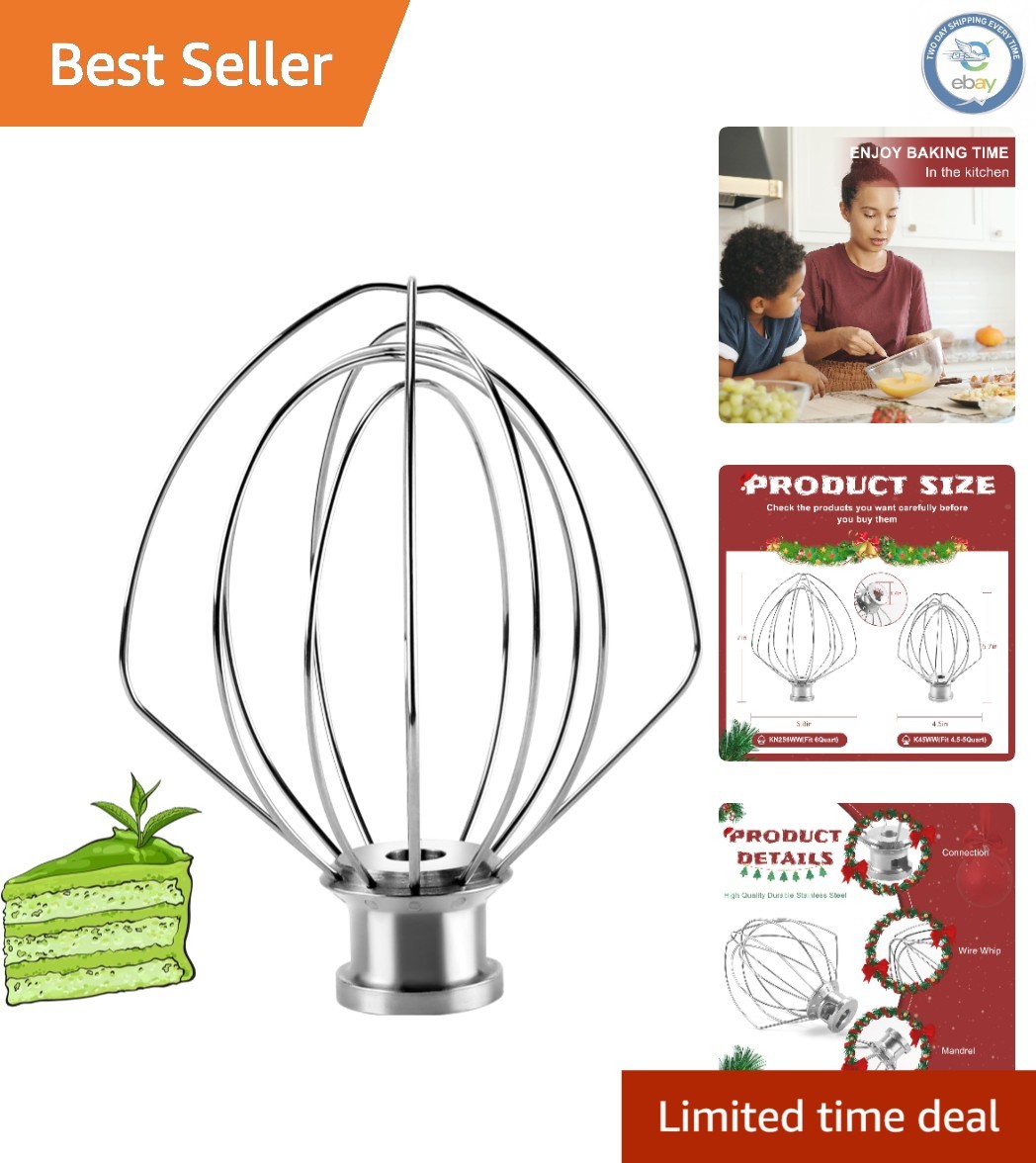 Stainless Steel KITCHENAID K45WW 6-Wire Whip for 4.5QT Mixers - Dishwasher Safe