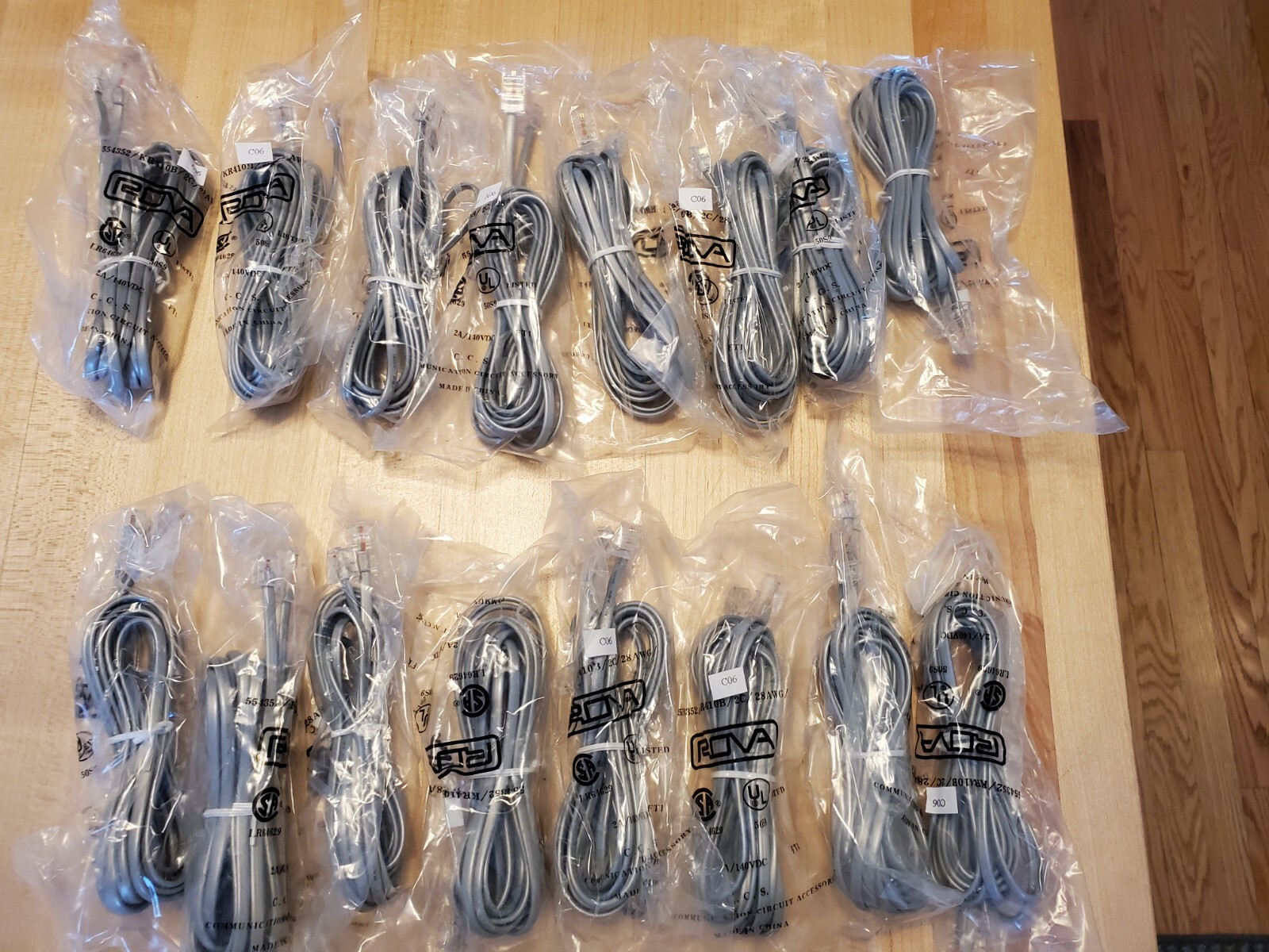 Lot of 16 RJ11 - RJ45 6P2C Telephone Phone Cable Landline ROVA 2/C 28AWG NOS 3M