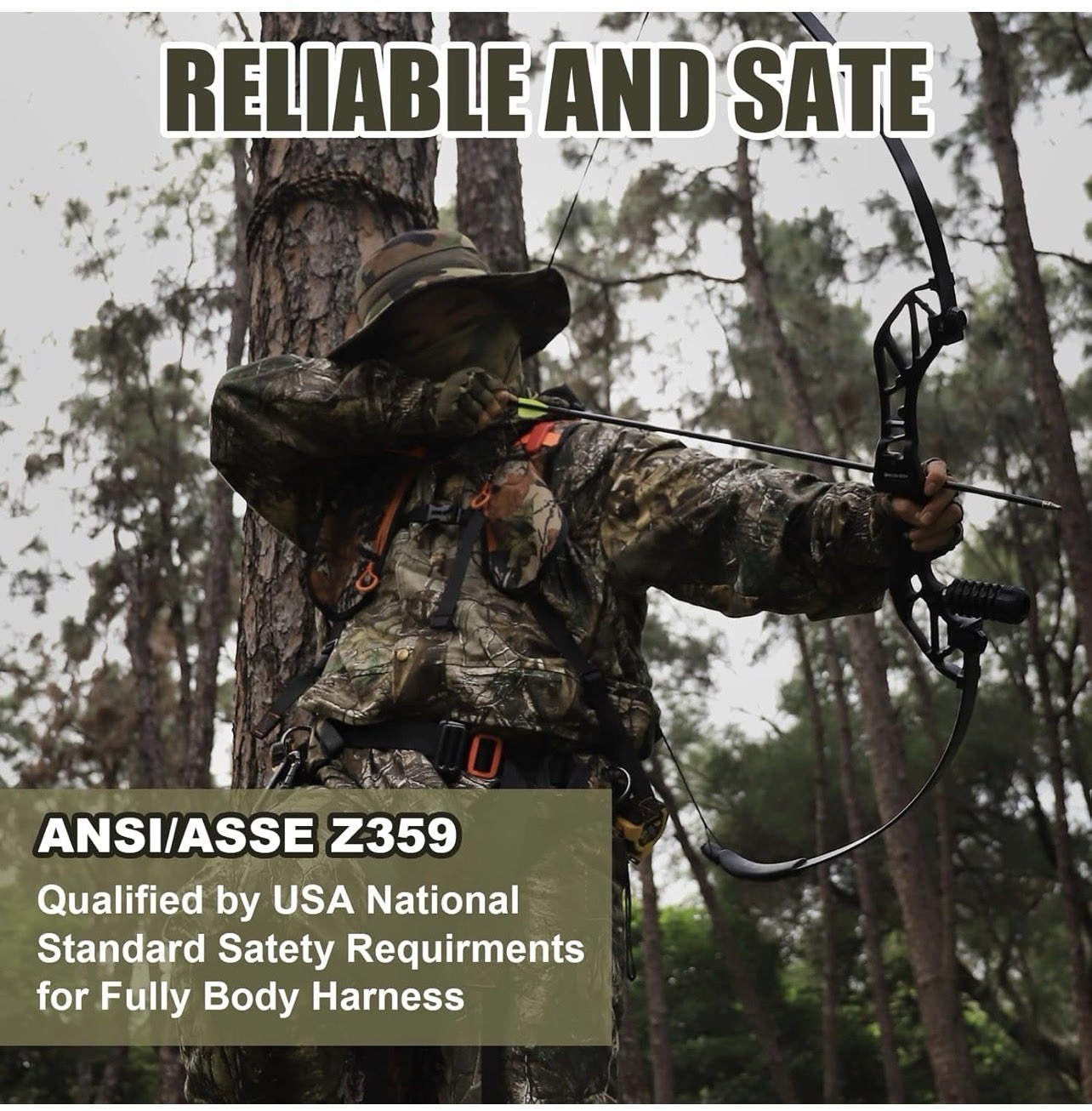 Kalkal Tree Stand Harness, Hunter Safety System Harness Lightweight Padded M/XL