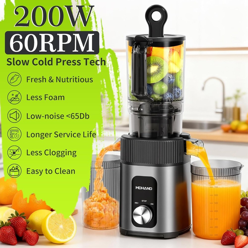Juicer Machines Press Juicer Quiet Slow Masticating Juicer with Large Feed Chute
