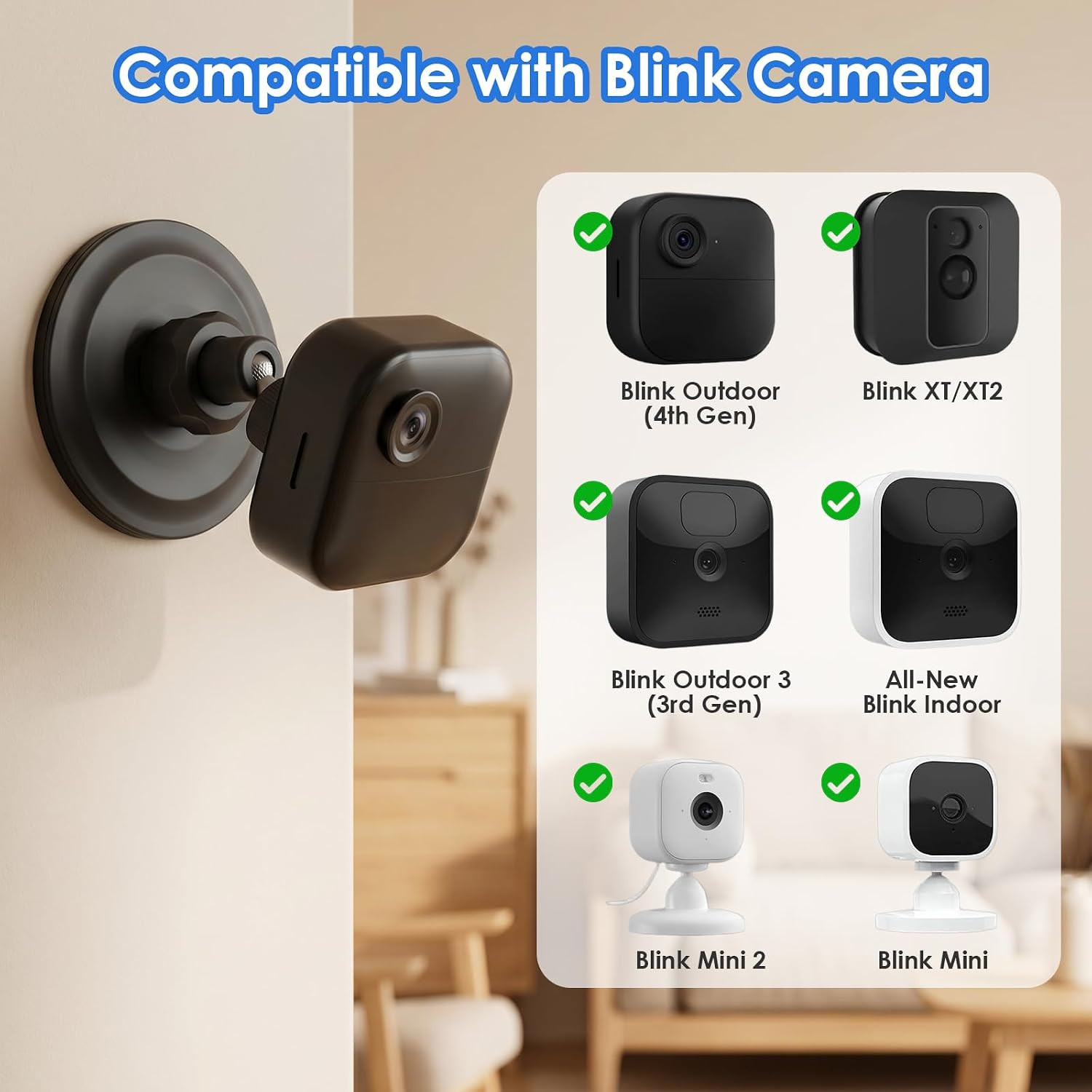2 Pack Magnetic Mount, No Drill Wall Bracket Compatible with Blink Outdoor 4