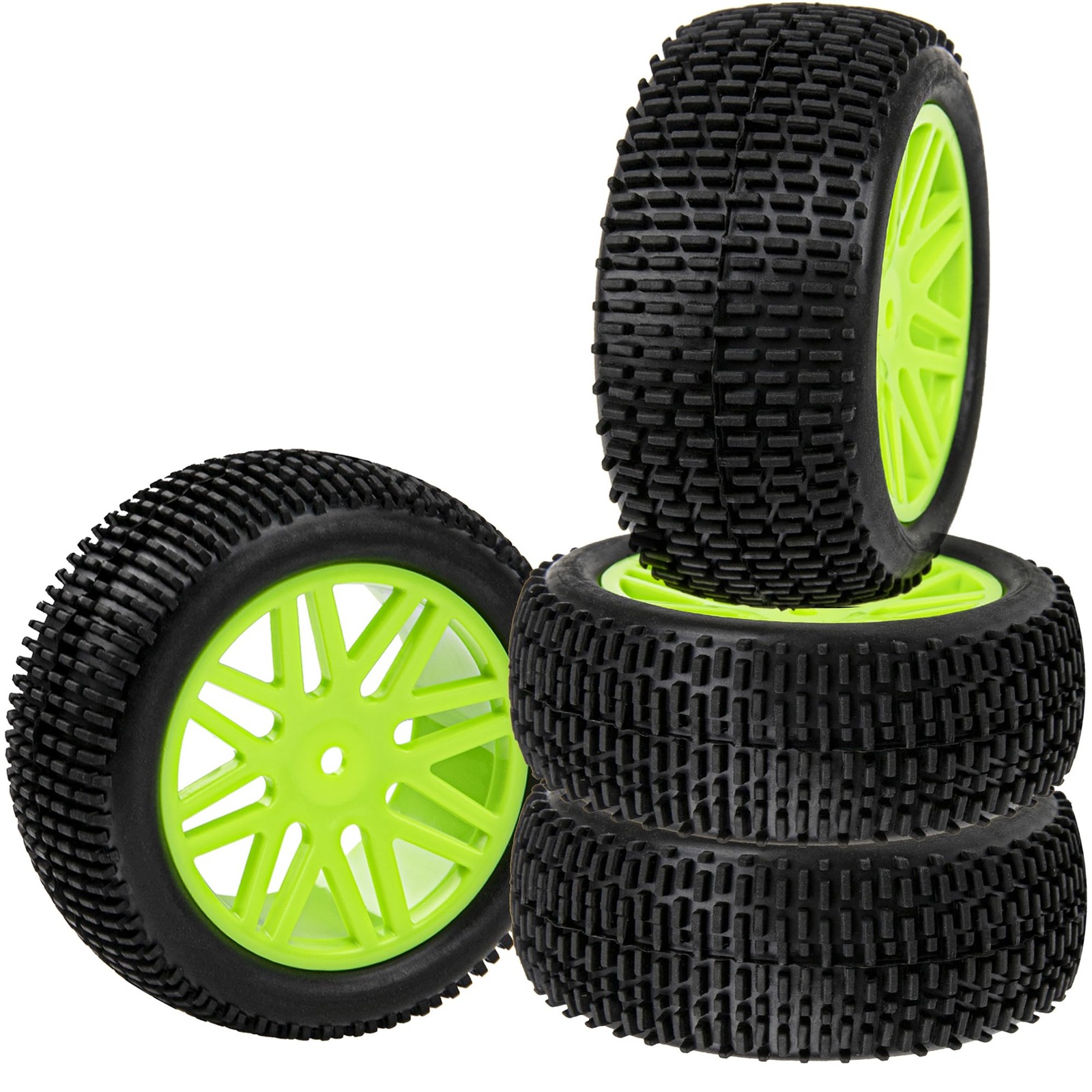 12mm Hex Wheel Rims & OD 88mm/3.46" Tires with Foam Front Rear Wheel with Red...