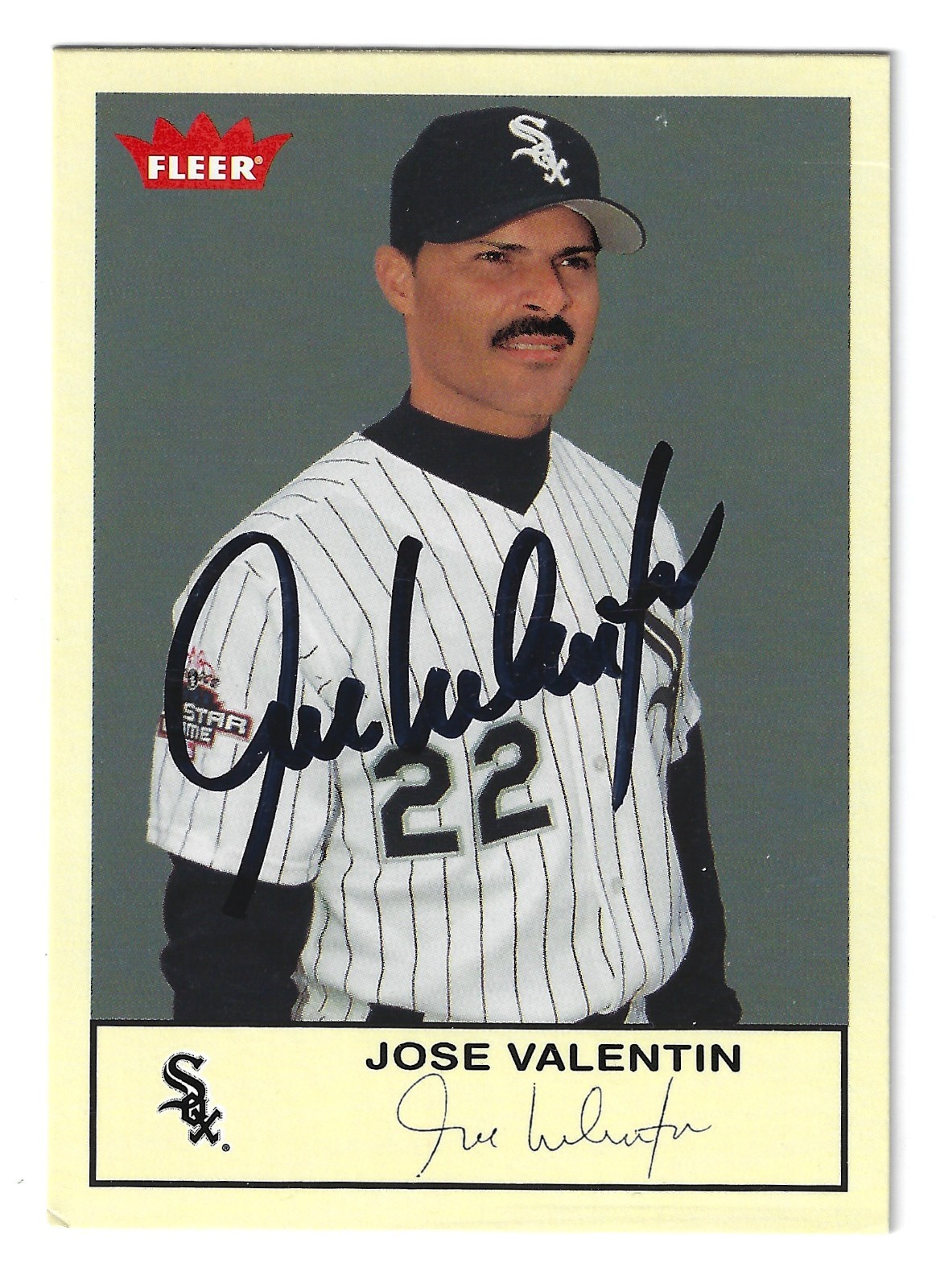 JOSE VALENTIN CHICAGO WHITE SOX SIGNED CARD MILWAUKEE BREWERS NEW YORK METS