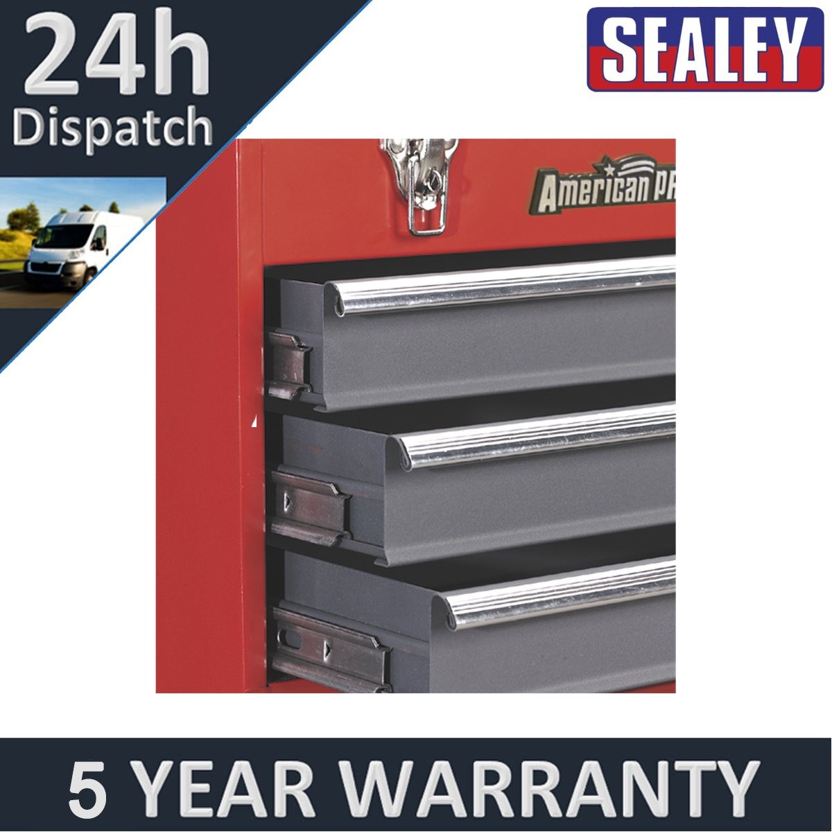 Sealey American PRO� Tool Chest 3 Drawer Red/Grey AP9243BB