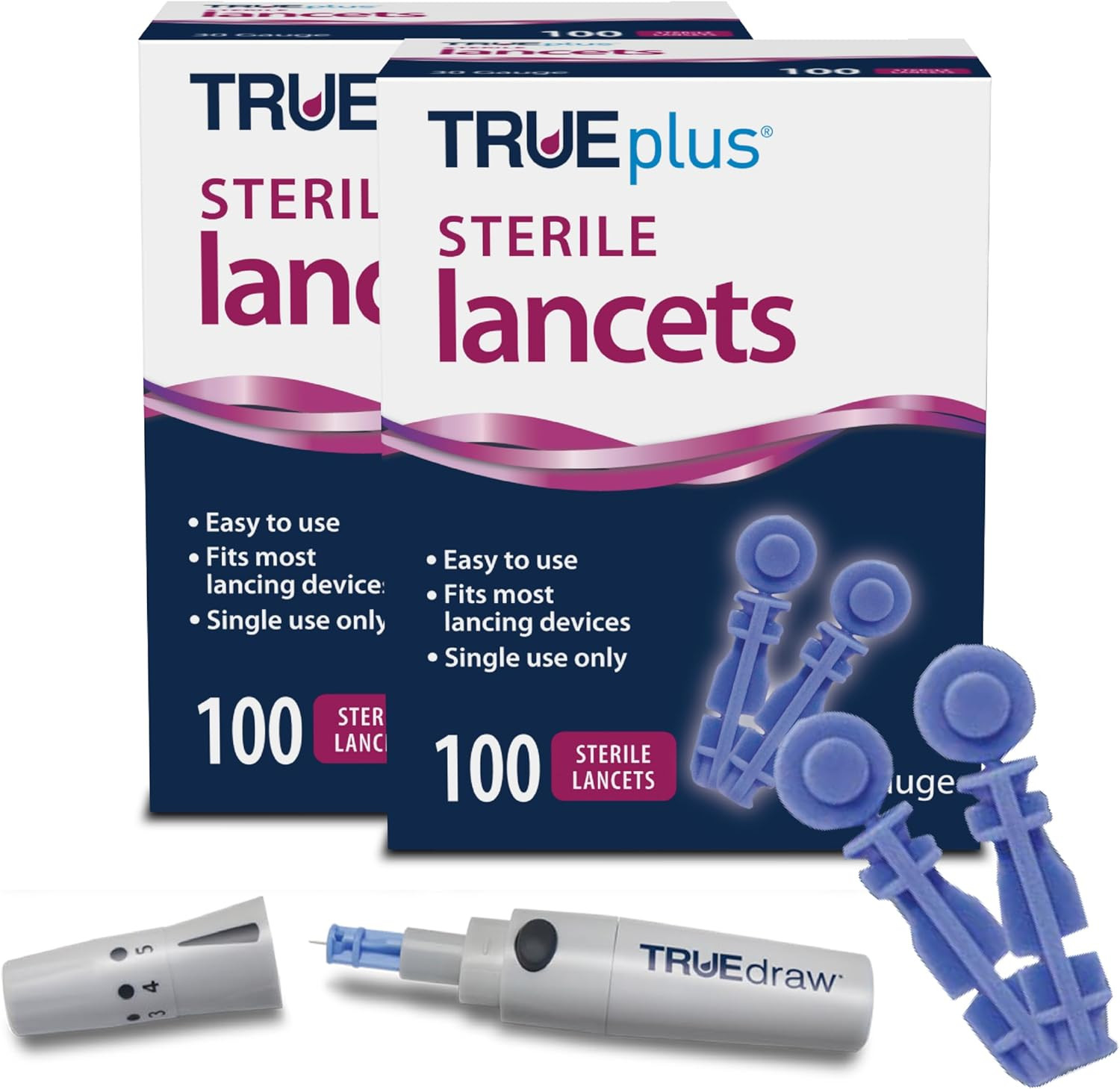 ® Lancing Device + 2 X 100Ct 30G Trueplus® Lancets + Trueplus® Log Book