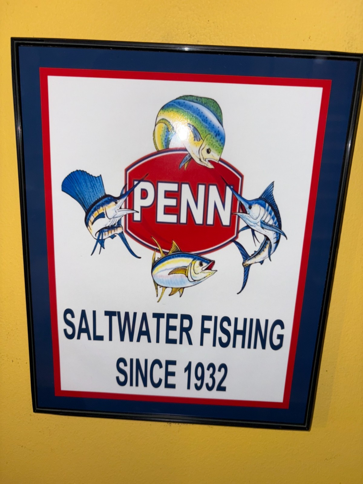 Penn Saltwater Fishing Reel Rod Bait Shop Store Bar Man Cave Advertising Sign