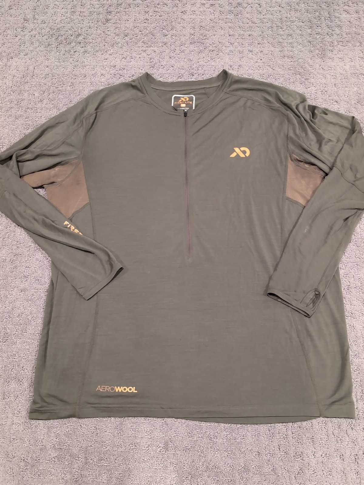 First Lite Wilkin 1/2 Zip Aerowool LS Top 2XL  Conifer 150 Weight Merino