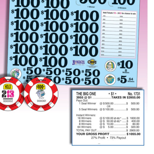 Pull Tickets - Chip Tickets - Holder - Bring Hiome the Big One 3,955 ct
