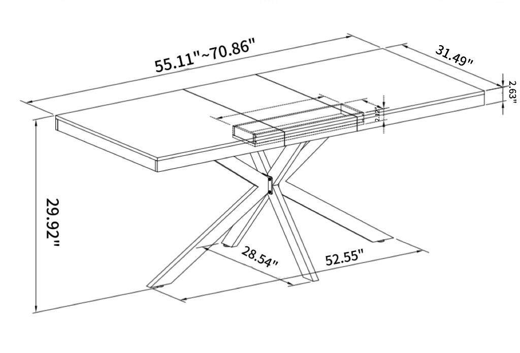 Retro Rectangular Stretch Dining Table And Metal Dining Chair,Dining Table Set
