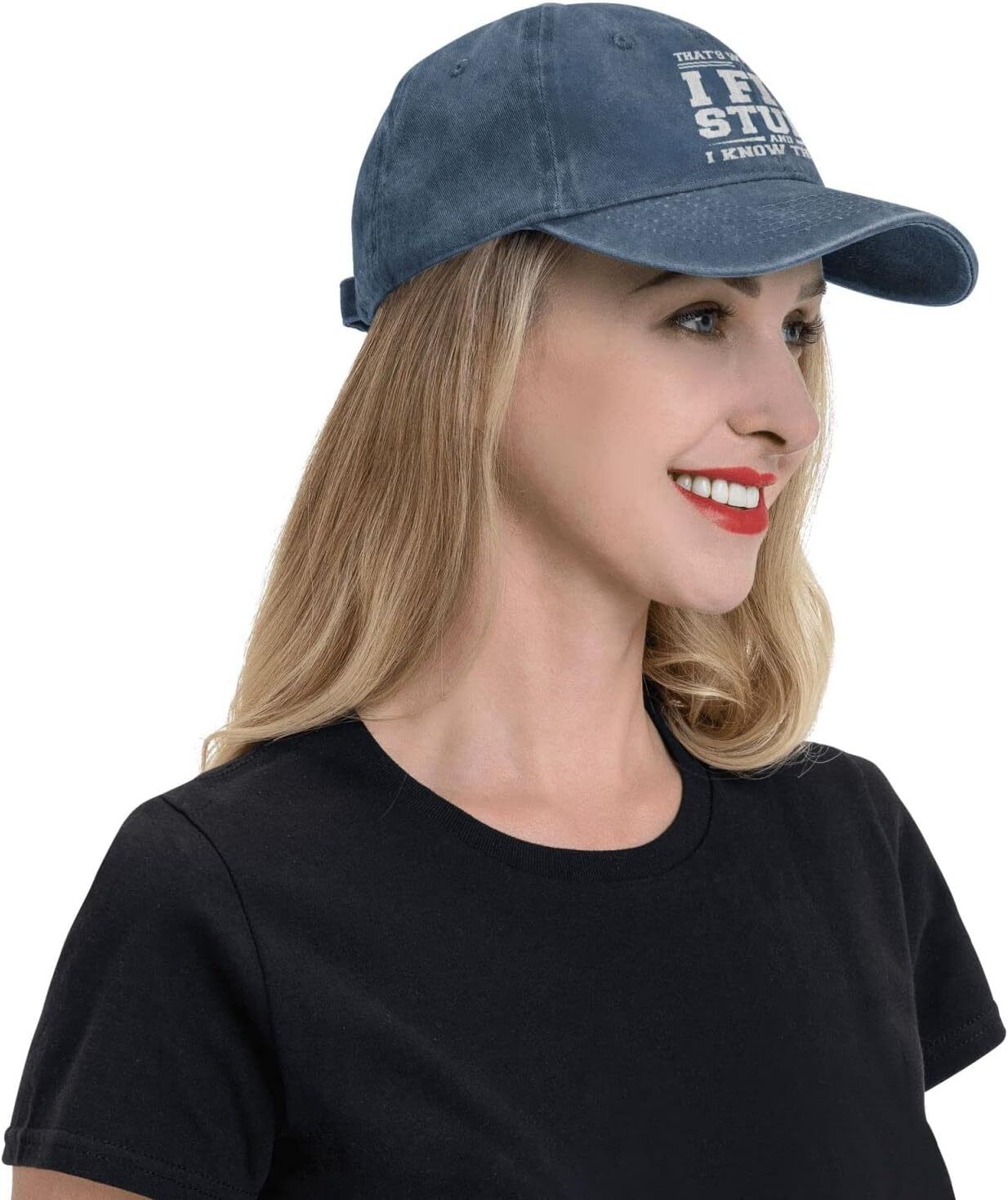 I Fix Stuff and I Know Things Hat for Men I One Size, Navy Blue