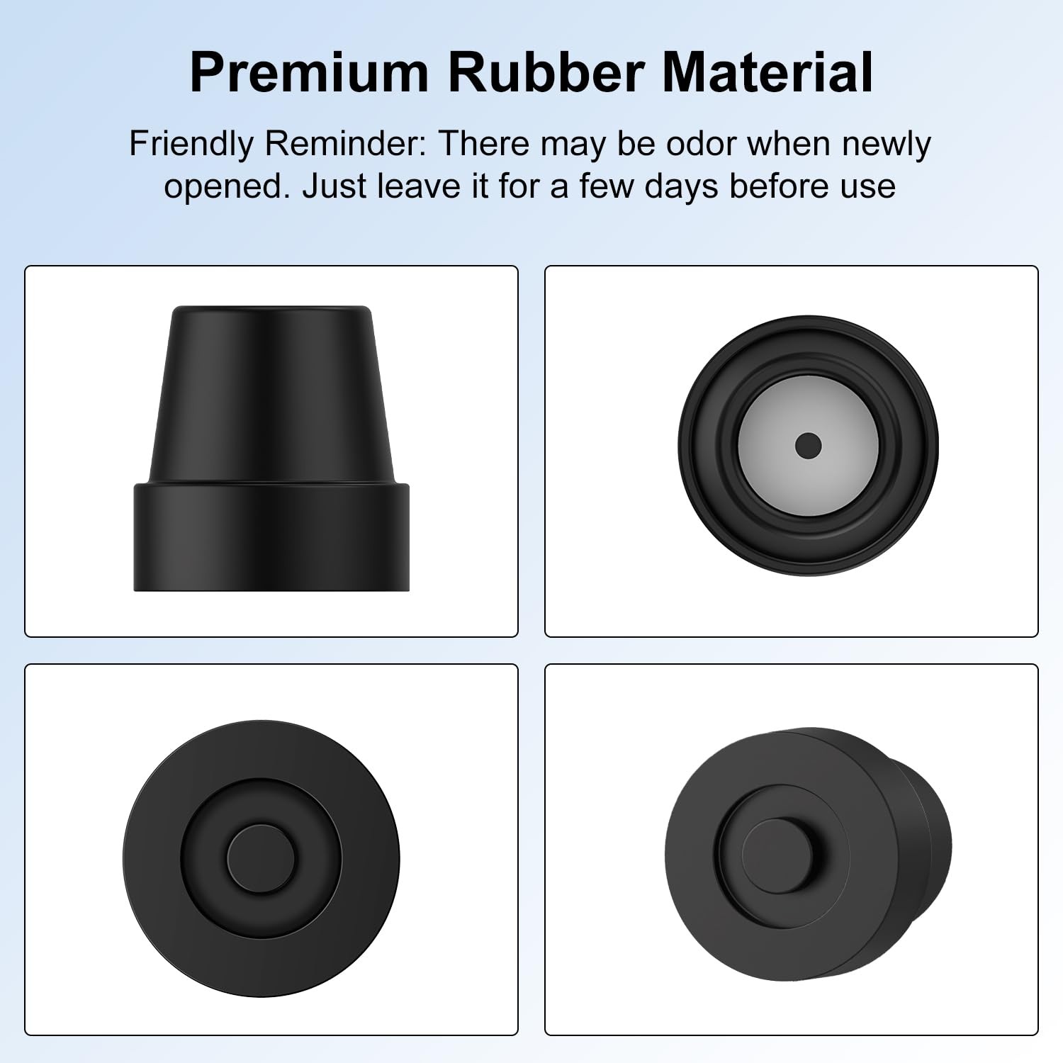 Replacement Quad Cane Tips (4 Pack) - 1/2 Inch Non-Slip Rubber Foot - Durable At
